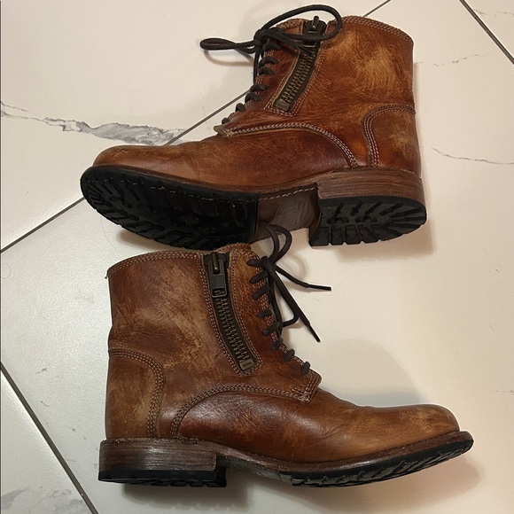 BED|STU ladies 7.5 genuine distressed artisan leather bench made moto boots - Picture 2 of 5